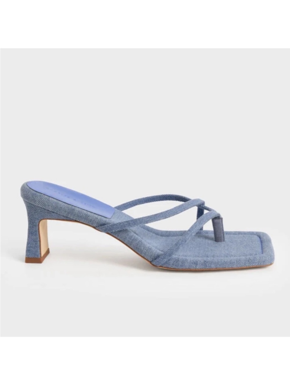 Charles & Keith Light Blue Denim Strappy Heeled Sandals